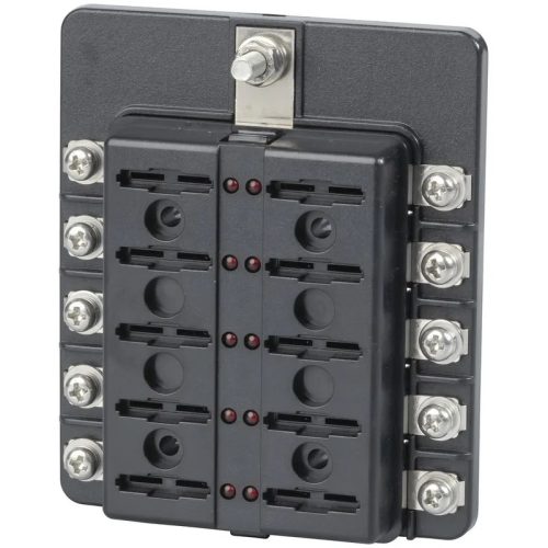 Powertech 10 Way Standard Blade Fuse Block with Bolt-On Terminals